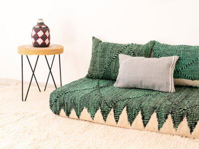 120cm // 4 ft Green Zanafi Floor Cushion Set with Grey Accent Pillow - Image 8