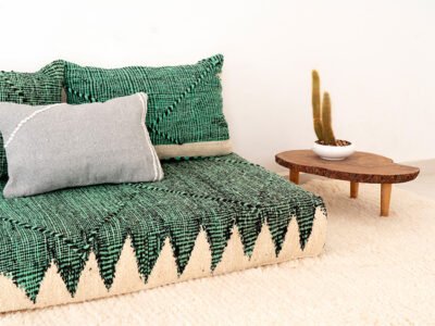 120cm // 4 ft Green Zanafi Floor Cushion Set with Grey Accent Pillow - Image 5