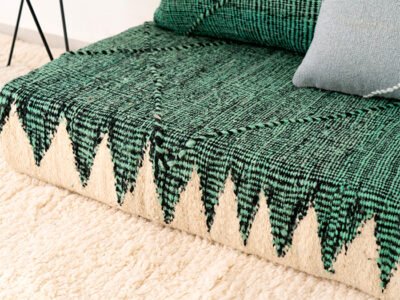 120cm // 4 ft Green Zanafi Floor Cushion Set with Grey Accent Pillow - Image 3