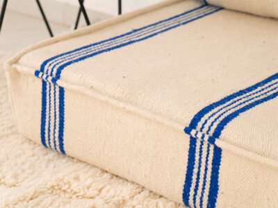 210cm // 7 ft Handmade Blue Stripes Moroccan Floor Sofa - Image 11