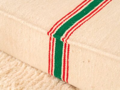 210cm // 7 ft Handmade Red & Green Stripes Moroccan Floor Sofa - Image 11