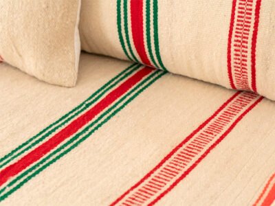 210cm // 7 ft Handmade Red & Green Stripes Moroccan Floor Sofa - Image 10