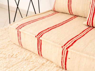 210cm // 7 ft Handmade Red Stripes Moroccan Floor Sofa - Image 4