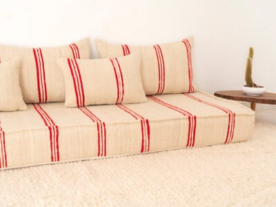 210cm // 7 ft Handmade Red Stripes Moroccan Floor Sofa - Image 7