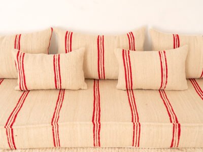 210cm // 7 ft Handmade Red Stripes Moroccan Floor Sofa - Image 5