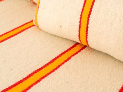 210cm // 7 ft Handmade Red & Orange Stripes Moroccan Floor Sofa - Image 3