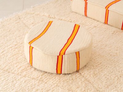 210cm // 7 ft Handmade Red & Orange Stripes Moroccan Floor Sofa - Image 11