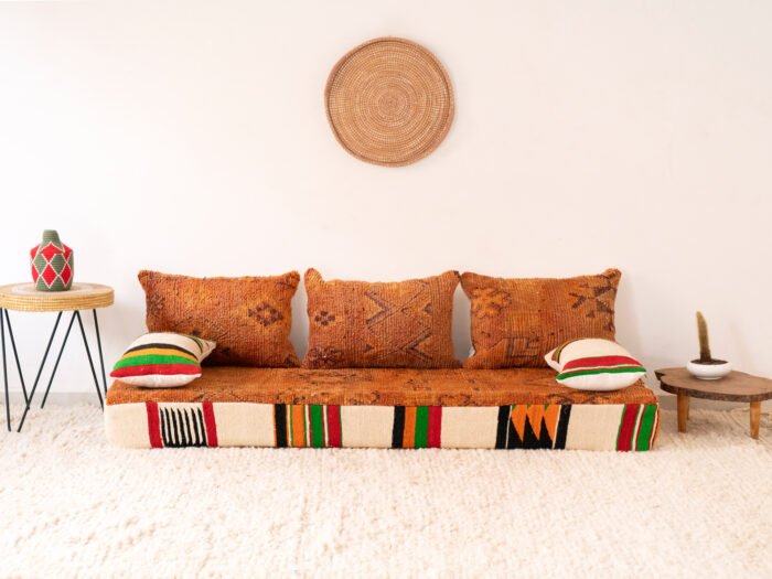 SA03OP839 180cm // 6 Vintage Orange Moroccan Floor Sofa