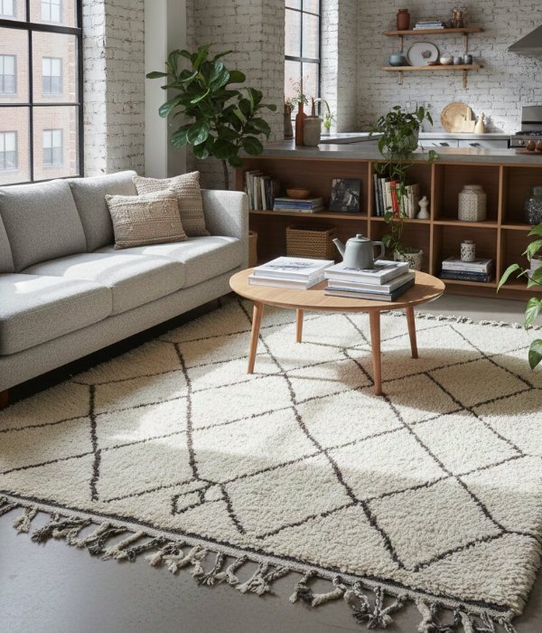 Moroccan Berber carpet in a contemporary apartment