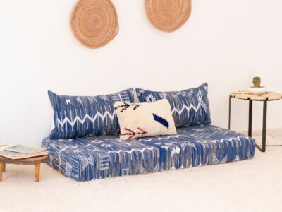150cm // 5ft Handwoven Blue Kilim Sofa - Image 3