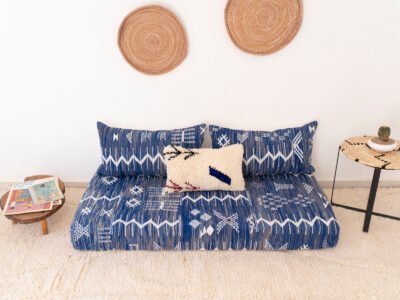 150cm // 5ft Handwoven Blue Kilim Sofa - Image 11