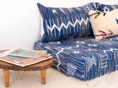 150cm // 5ft Handwoven Blue Kilim Sofa - Image 9