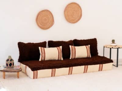 180cm // 6ft Mixed Blanket & Brown Beni Ourain Sofa - Image 3