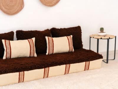 180cm // 6ft Mixed Blanket & Brown Beni Ourain Sofa - Image 8