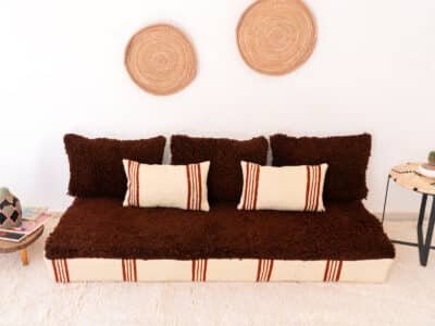 180cm // 6ft Mixed Blanket & Brown Beni Ourain Sofa - Image 7