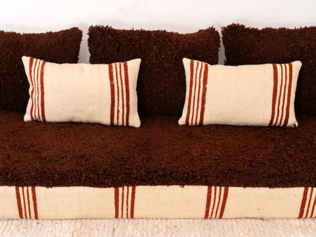 180cm Brown Beni Ourain Sofa with Moroccan Blanket Base