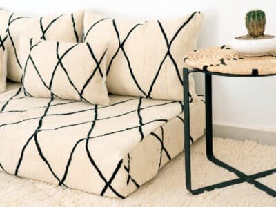 180cm ft 6ft Moroccan White Striped Blanket Sofa - Image 3