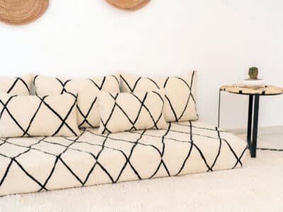 180cm ft 6ft Moroccan White Striped Blanket Sofa - Image 4