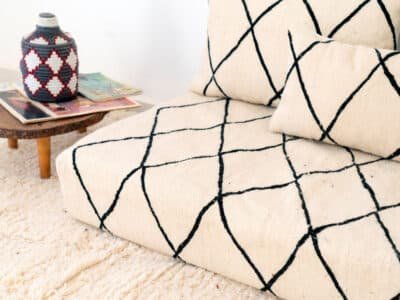 180cm ft 6ft Moroccan White Striped Blanket Sofa - Image 5