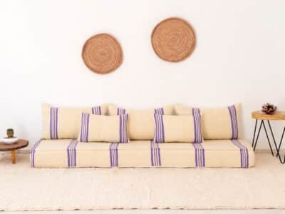 210cm ft 7ft Moroccan Purple Striped Blanket Sofa