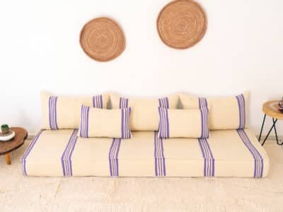 210cm ft 7ft Moroccan Purple Striped Blanket Sofa - Image 9