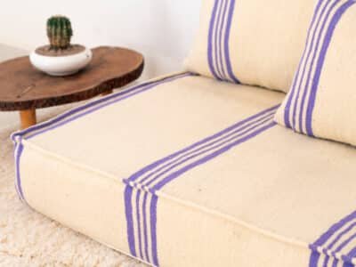210cm ft 7ft Moroccan Purple Striped Blanket Sofa - Image 8