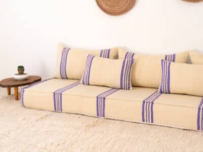 210cm ft 7ft Moroccan Purple Striped Blanket Sofa - Image 7