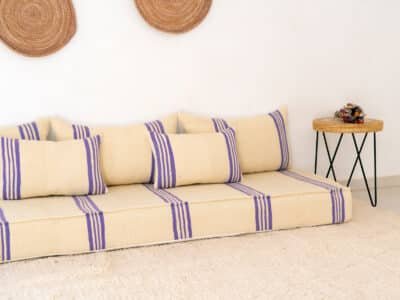 210cm ft 7ft Moroccan Purple Striped Blanket Sofa - Image 6