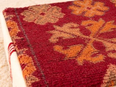 Vintage Mixed-Textile Berber Floor Pouf - Image 3