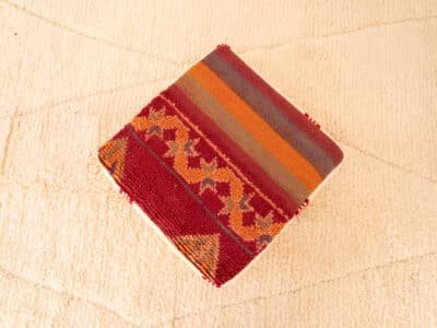 Vintage Striped and Tufted Berber Pouf - Image 2