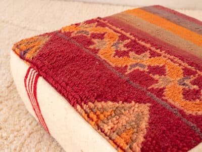 Vintage Striped and Tufted Berber Pouf - Image 5