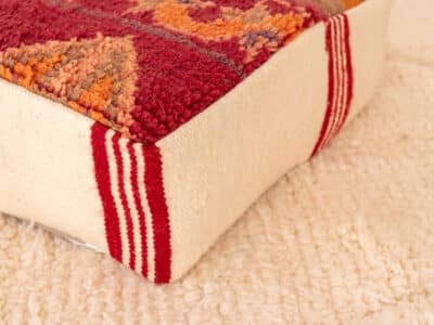Vintage Striped and Tufted Berber Pouf - Image 4