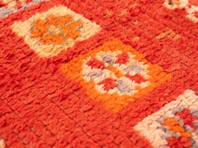 Vintage Red and Tangerine Berber Pouf - Image 3