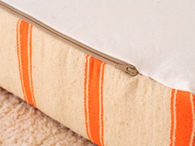 Vintage Red and Tangerine Berber Pouf - Image 6