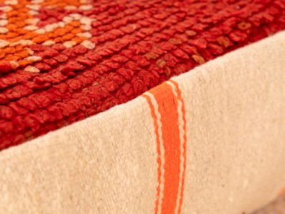 Vintage Red and Orange Berber Pouf - Image 3