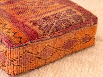 Vintage Berber Wool Floor Pouf Ottoman - Image 3