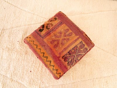 Vintage Berber Wool Floor Pouf Ottoman - Image 4