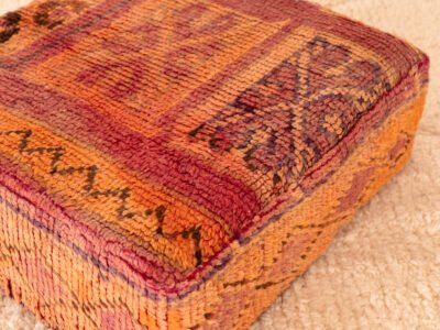 Vintage Berber Wool Floor Pouf Ottoman - Image 5