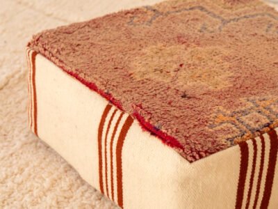 Vintage Red and Rust Berber Pouf - Image 2