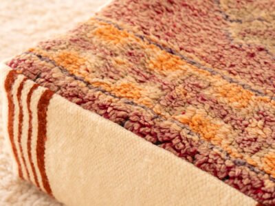 Vintage Distressed Red Berber Pouf - Image 3