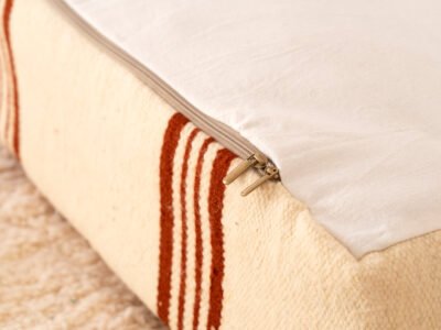 Vintage Distressed Red Berber Pouf - Image 6