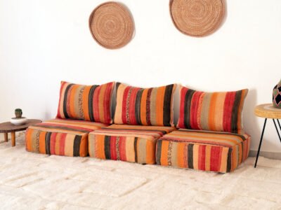 Modular 3-Seater Vintage Moroccan Blanket Sofa - Image 13