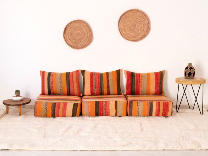 Modular 3-Seater Vintage Moroccan Blanket Sofa