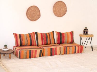 Modular 3-Seater Vintage Moroccan Blanket Sofa - Image 12