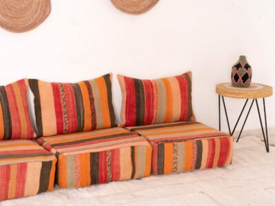 Modular 3-Seater Vintage Moroccan Blanket Sofa - Image 9