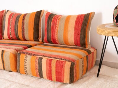 Modular 3-Seater Vintage Moroccan Blanket Sofa - Image 7