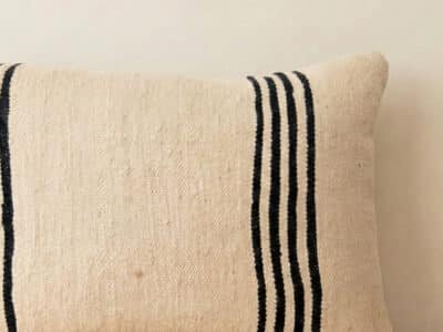 Moroccan Handmade White Striped Pillow - Image 2