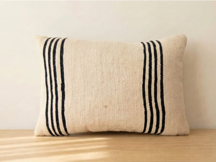 Moroccan Handmade White Striped Pillow