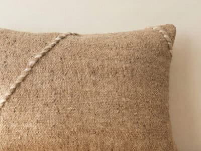 Handmade Moroccan Cotton Beige Pillow - Image 2