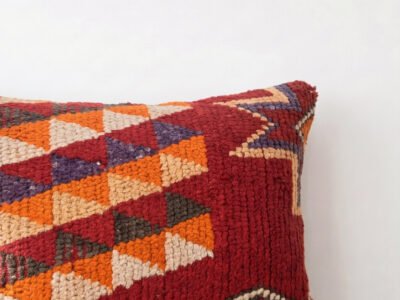 Handmade Red & Orange Moroccan Kilim Pillow - Image 2